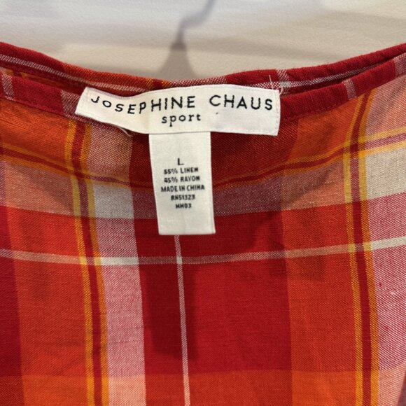 Vintage Josephine Chaus Sport Red and Orange Plaid Wrap Skirt EUC - Picture 7 of 9